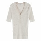 Maison Scotch - Short Sleeve Knitted Grandad In Rib - Light Grey thumbnail