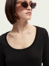 Maison Scotch - Fitted Scoop Neck Long Sleeve Tee - Sort  thumbnail