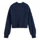 Maison Scotch - Melange Cable Knit Sweater - Blå  thumbnail