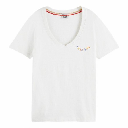 Maison Scotch - Regular-fit T-shirt With Small Embroidery - Off-White Melange