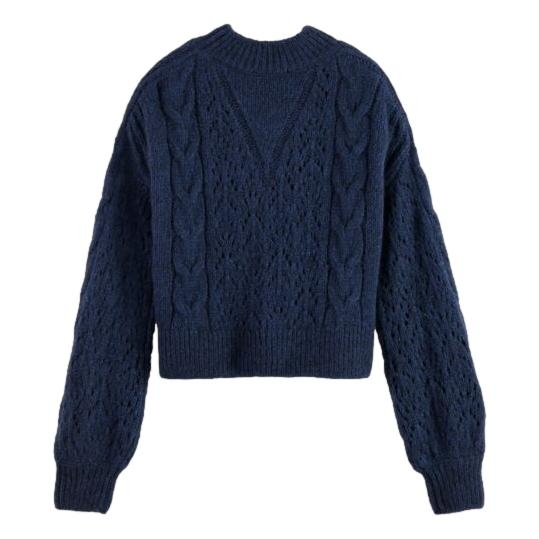 Maison Scotch - Melange Cable Knit Sweater - Blå 